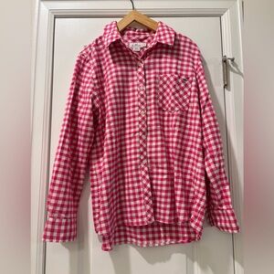 Vineyard Vines Pink Gingham Soft Cotton Flannel Button Front Shirt Size 12